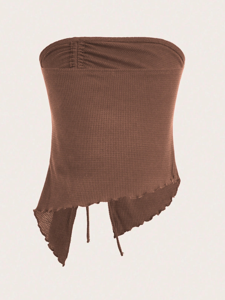Brown Ruched Tube Top