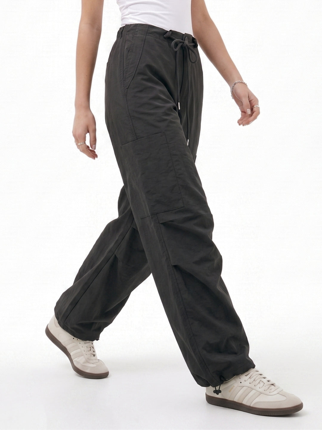 Grey High Waist Parachutes Pant
