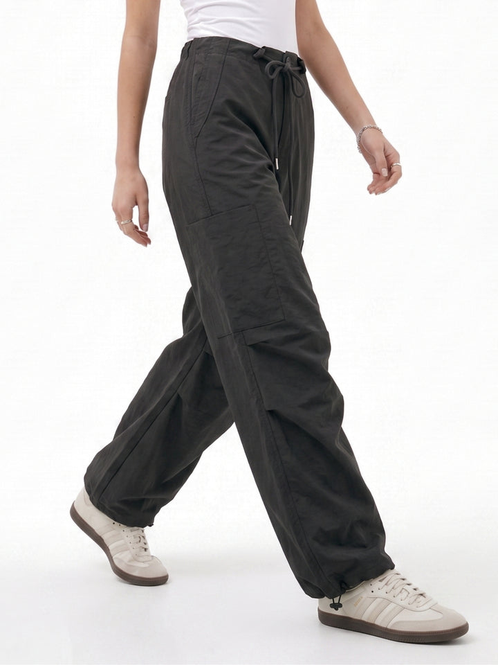Grey High Waist Parachutes Pant