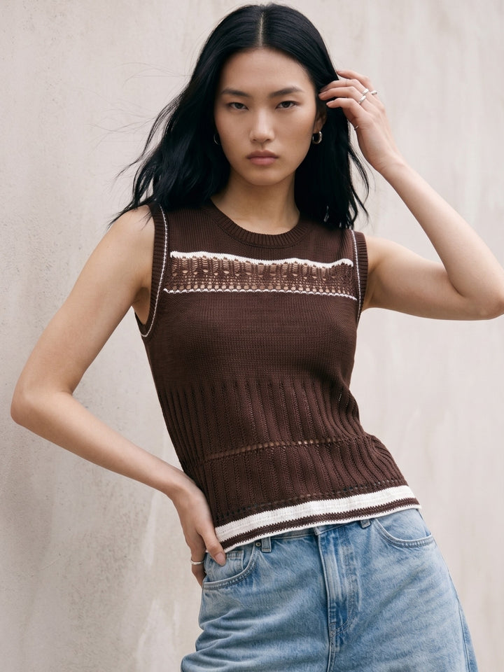 Brown Multi Striped Tank Top