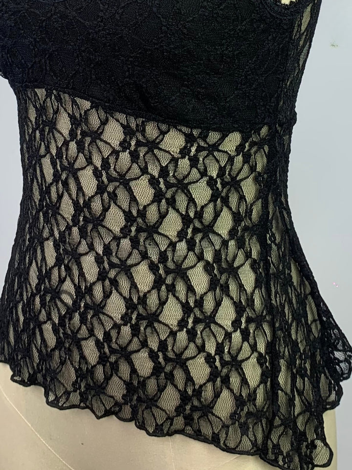 Black Lace Edge Sleeveless Top