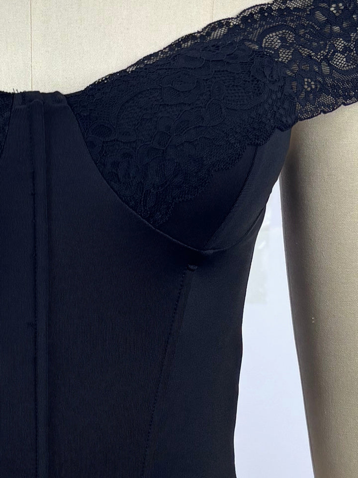 Black Lace Off-Shoulder Corset Styled Top