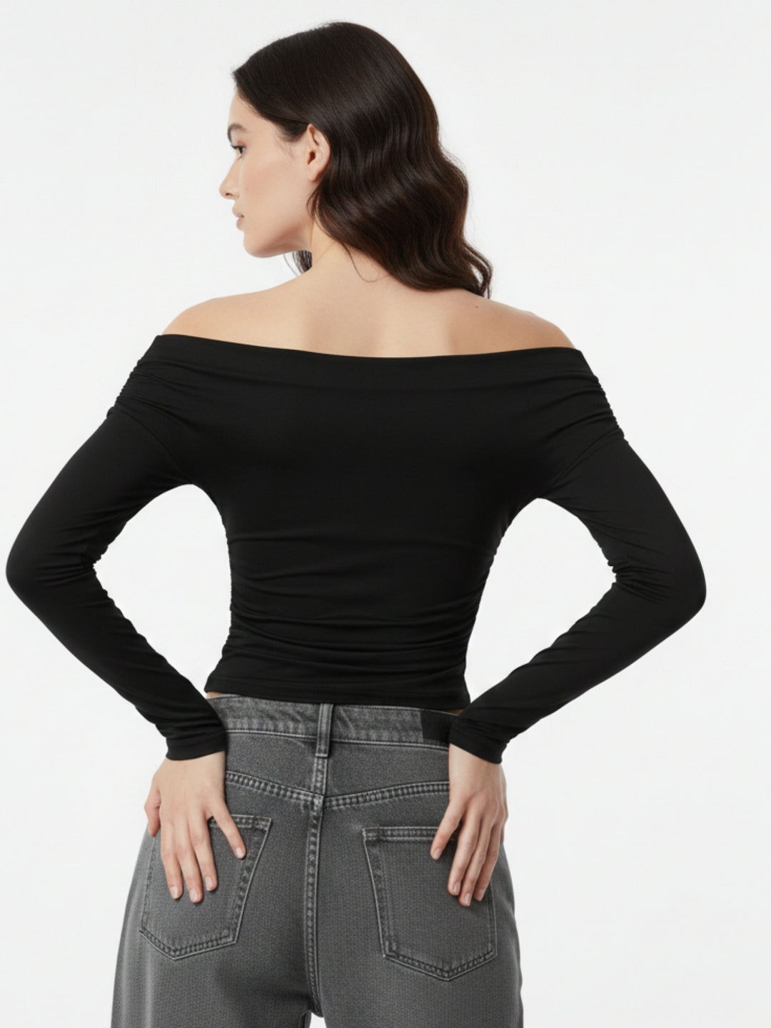 Black Full Sleeve Off Shoulder Top
