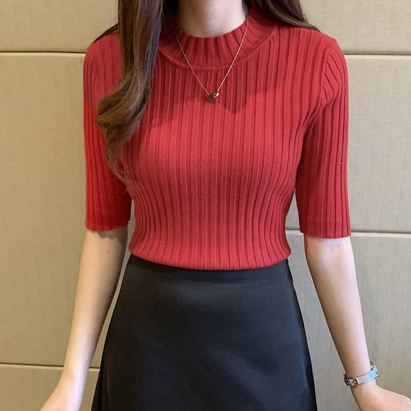 Rust High Neck Knitted Top