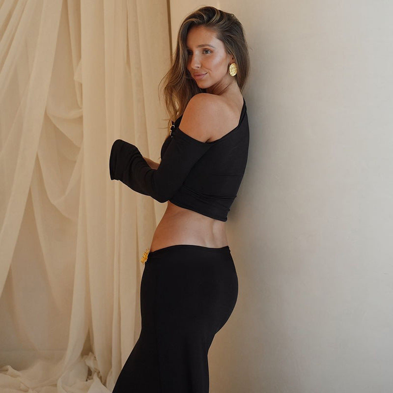 Black Top And Skirt Co-Ord Set