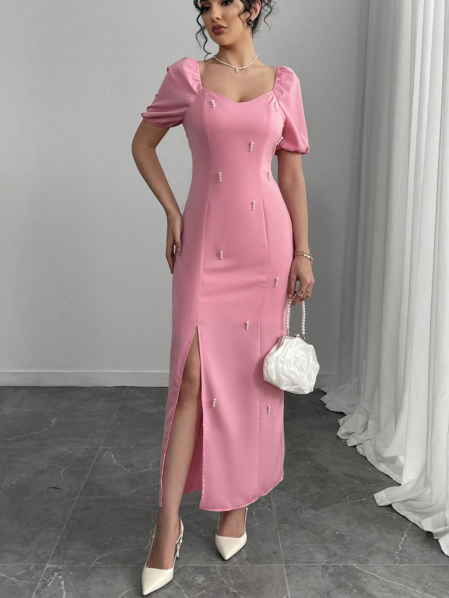Pink Embellished Sweetheart Neckline Dress