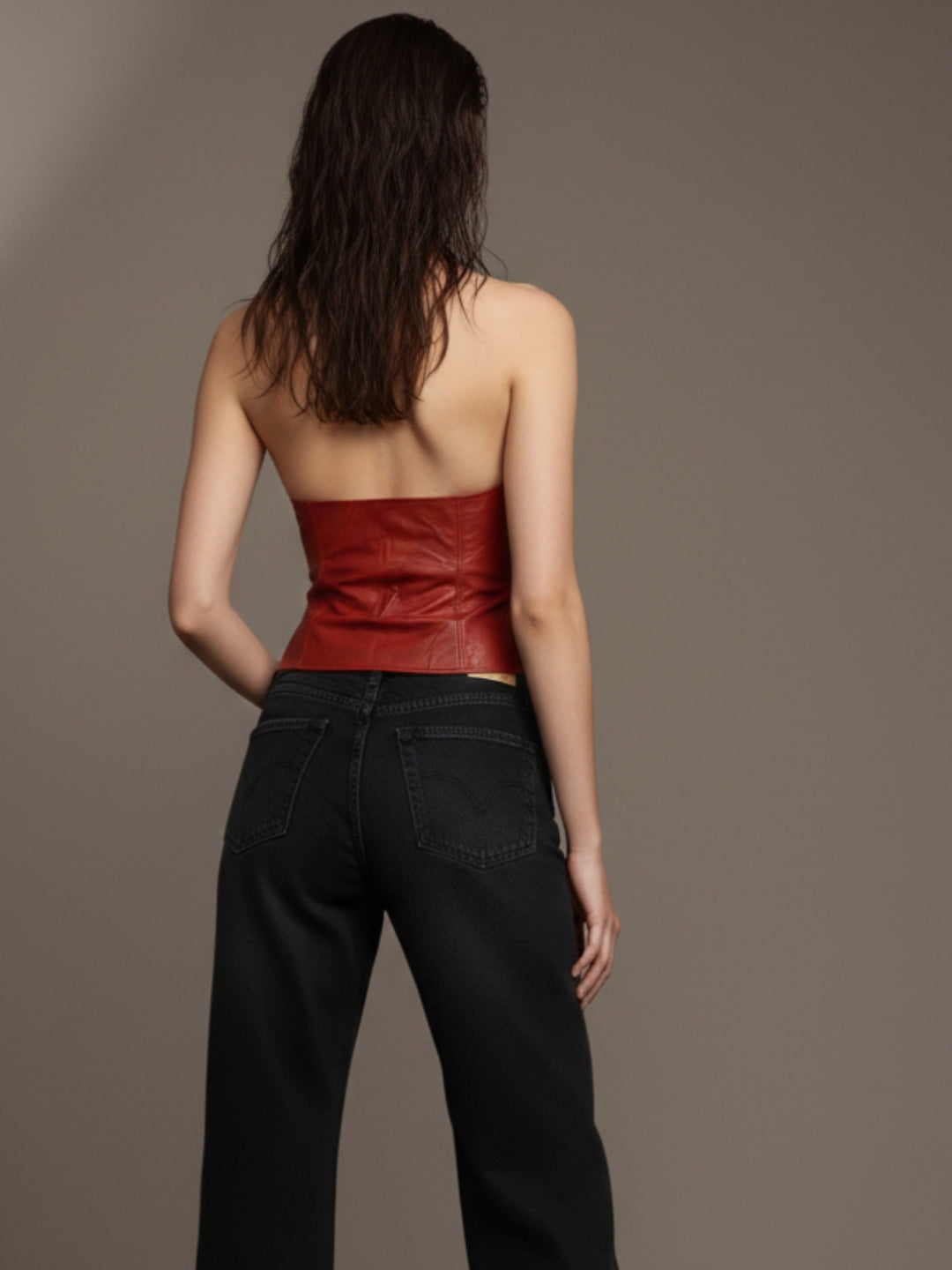 Rust Halter Neck Front Tie-Up Top