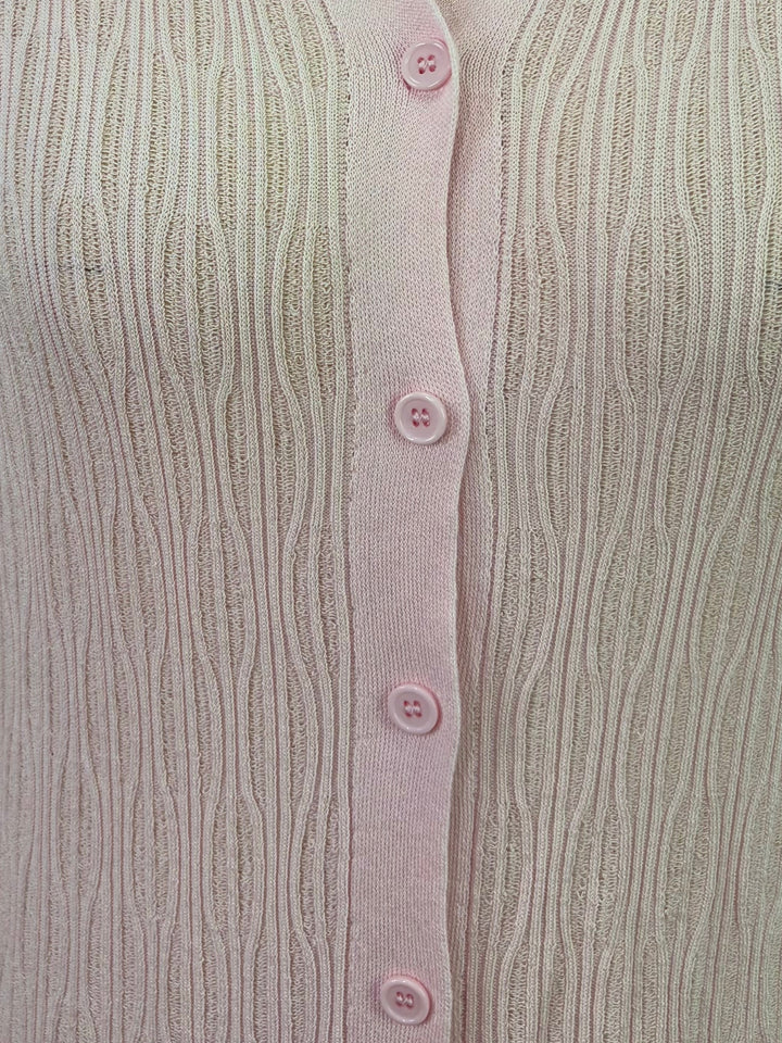 Pink Abstract Textured Cardigan Styled Top