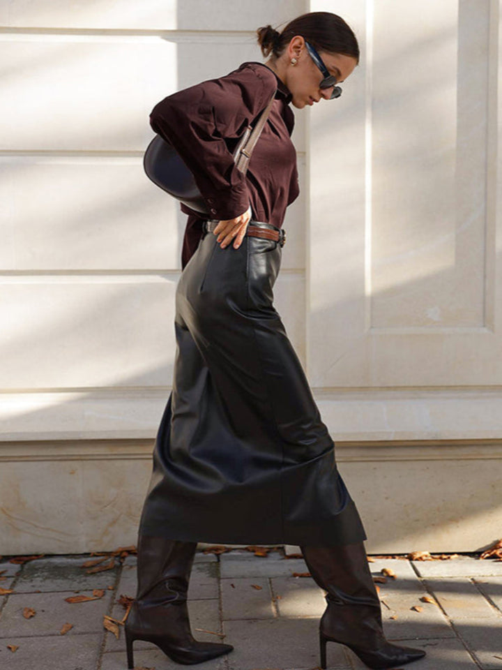 Pu Slit Skirt