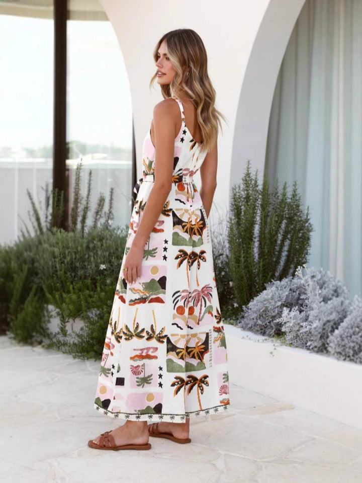 Multi Spaghetti Strap Printed Dress