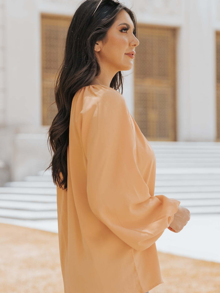 Orange Balloon Sleeved Top