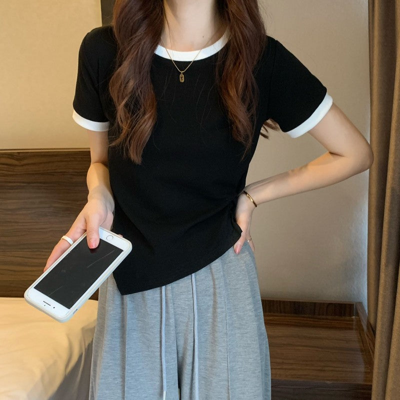 Black Contrast Binding Ringer T-Shirt