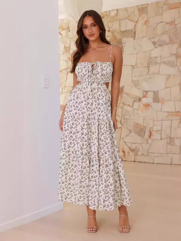 Black Square Neck Side Cut Out Maxi Dress