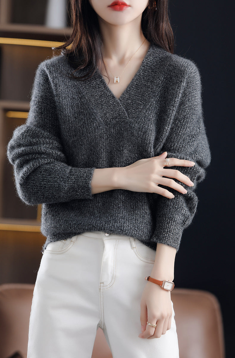 Charcoal Full Sleeve V Neck Sweater