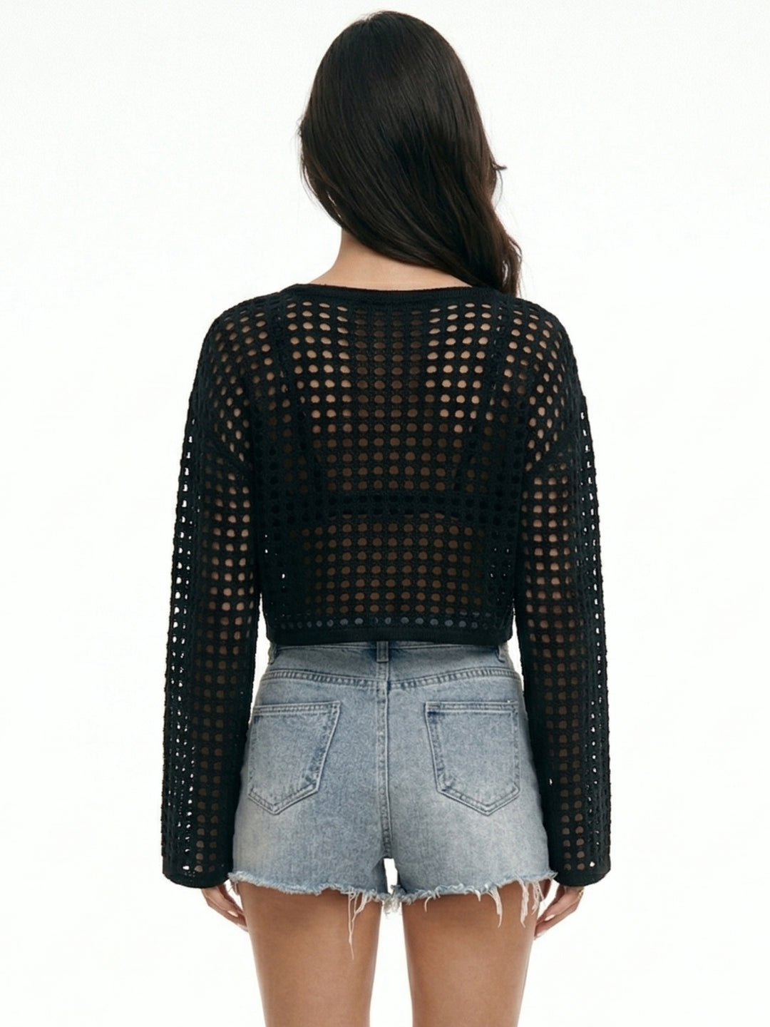Black Full Sleeve Crochet Top