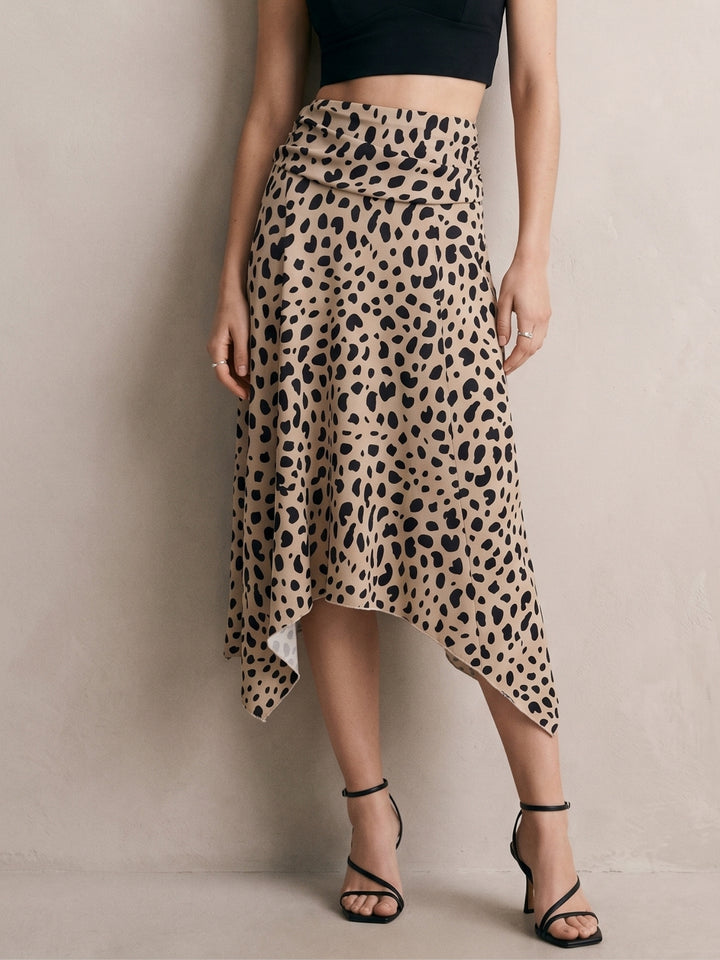 Multi Animal Printed Asymmetric Hem Skirt