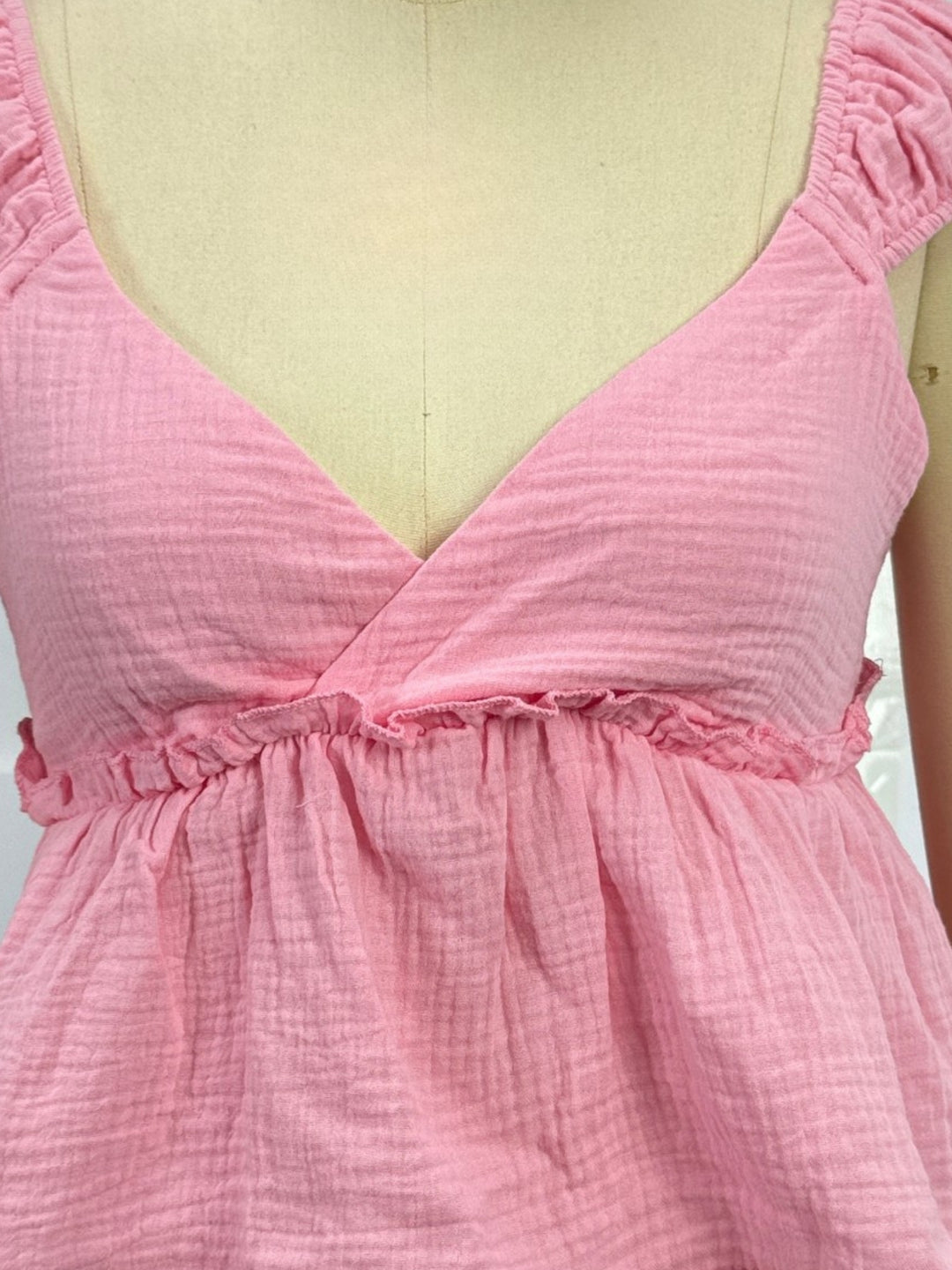 Pink Sweetheart Neckline Flowy Top