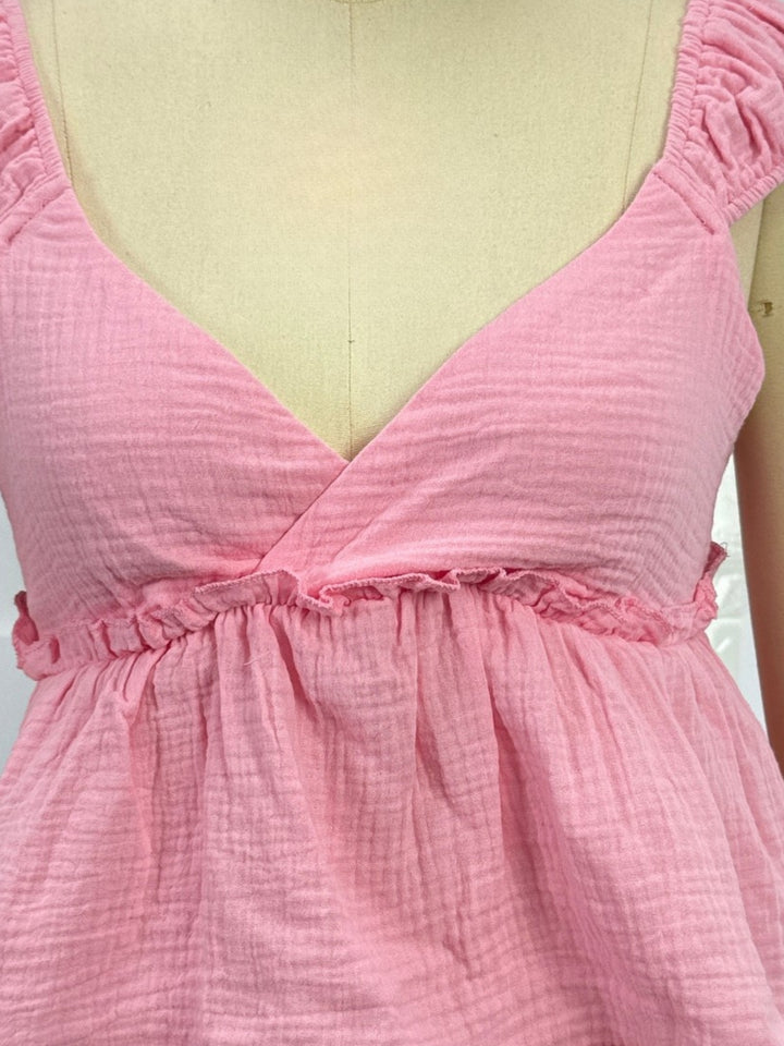 Pink Sweetheart Neckline Flowy Top
