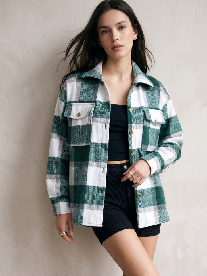 Green Flannel Relaxed Shirt