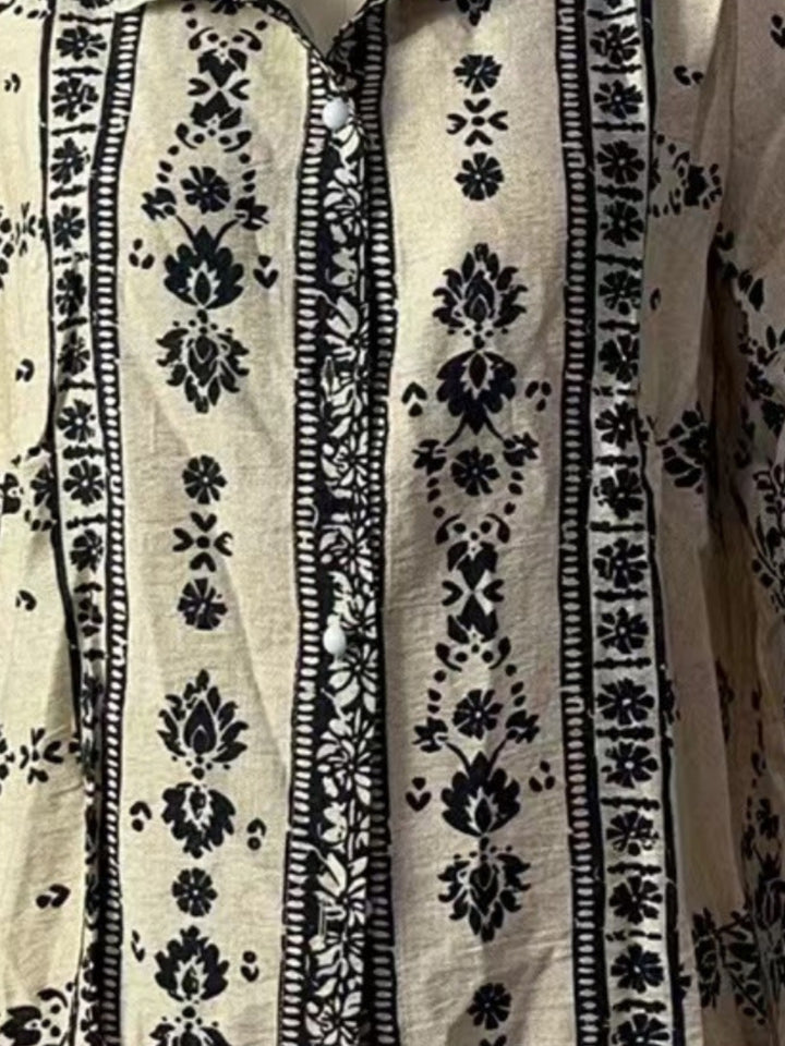 Cream Abstract Printed Blousson