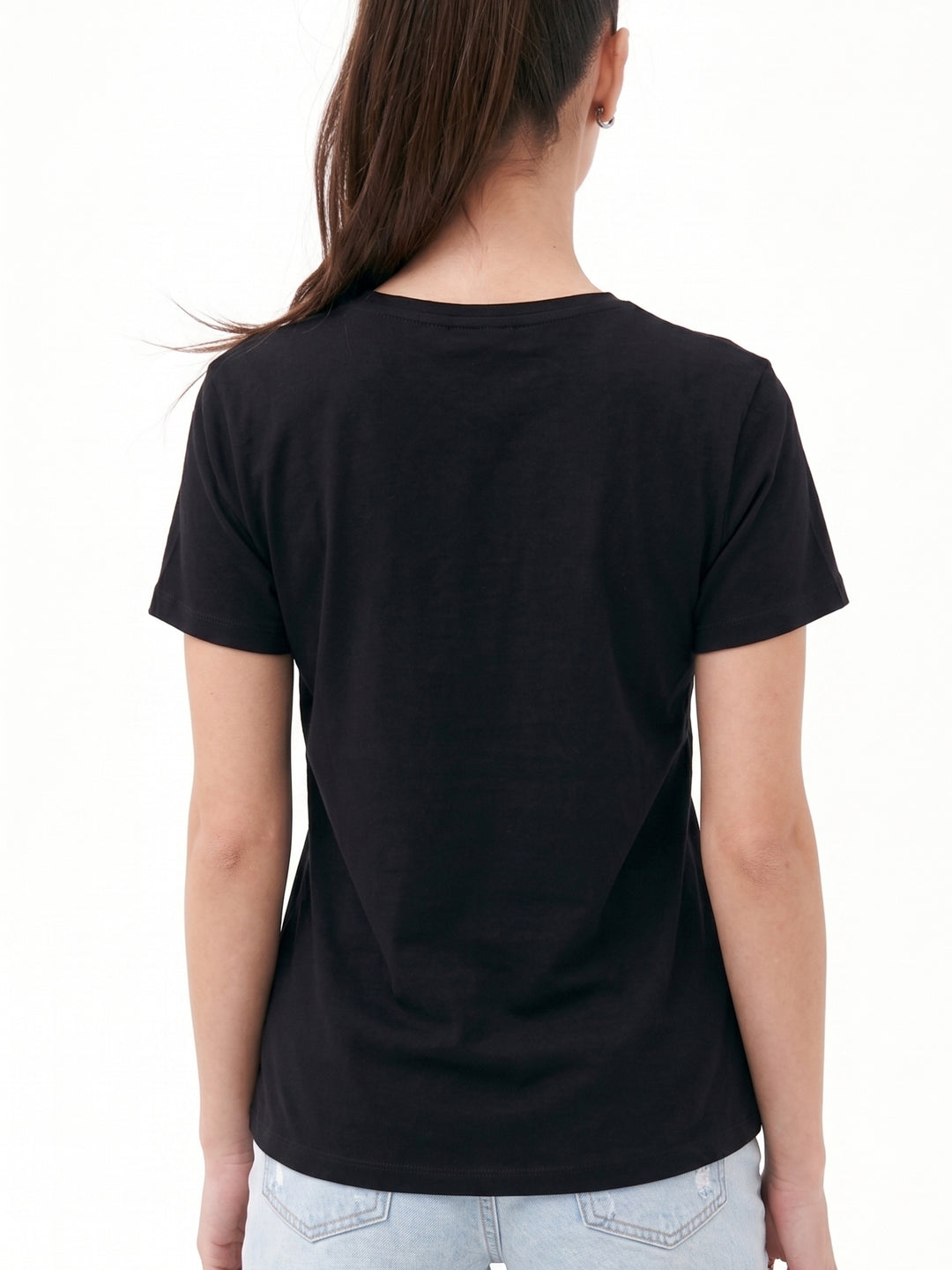 Black Chest Print Graphic Tshirt