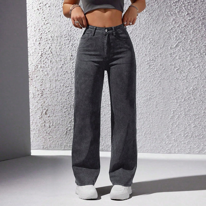 Grey Washed Straight Jeans