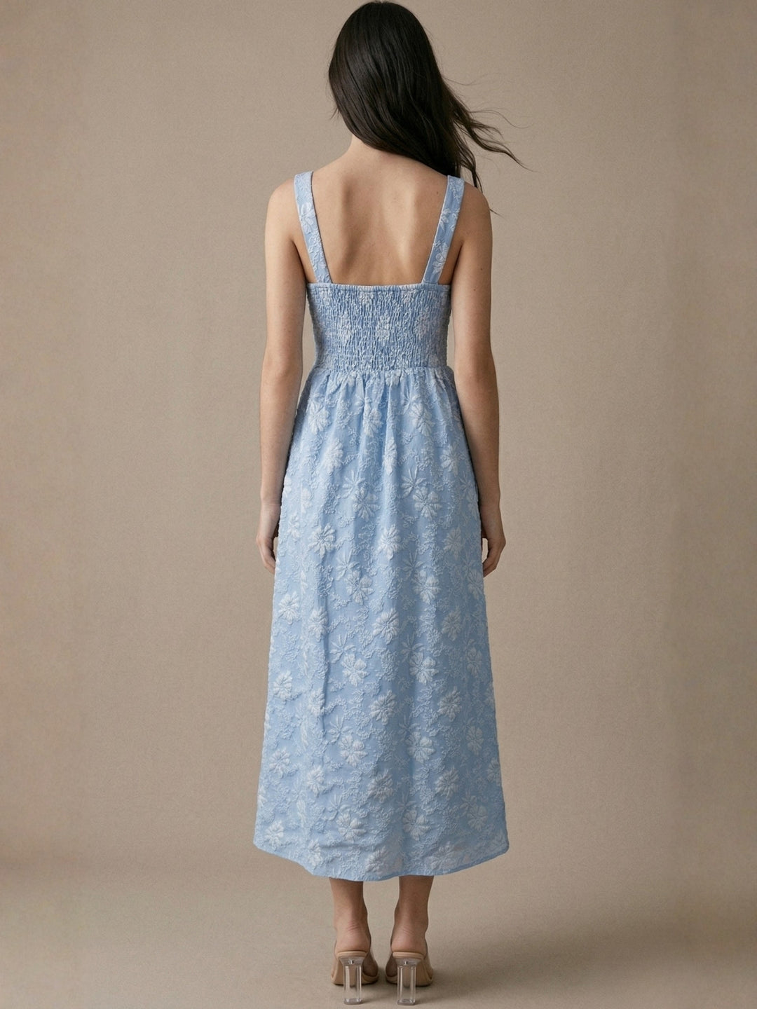 Blue Corset Style Textured Dress