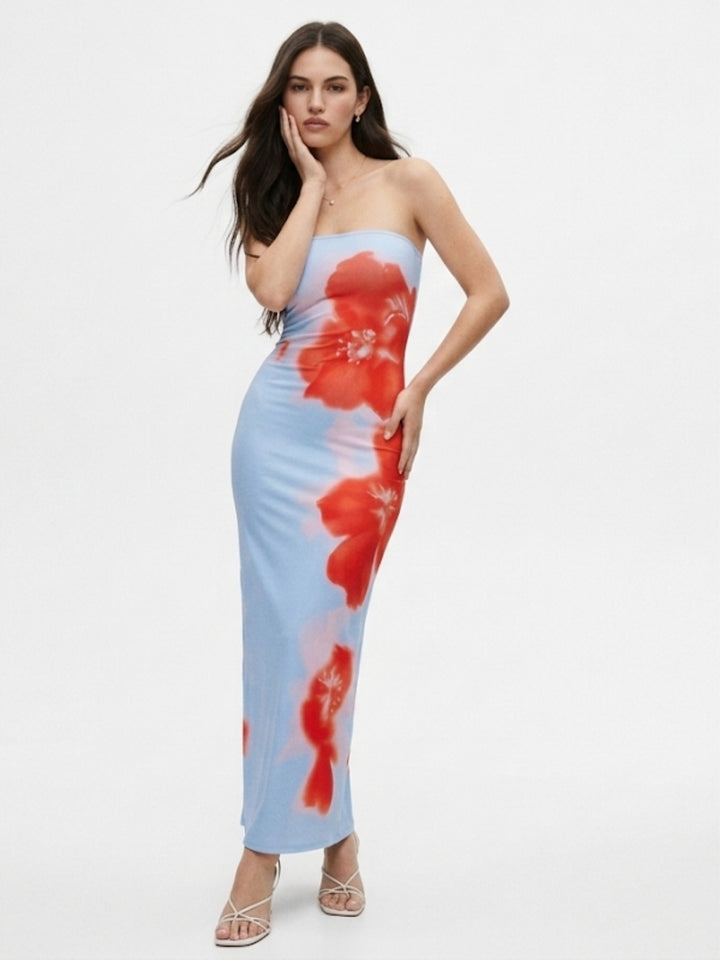 Blue Straight Fit Tube Dress