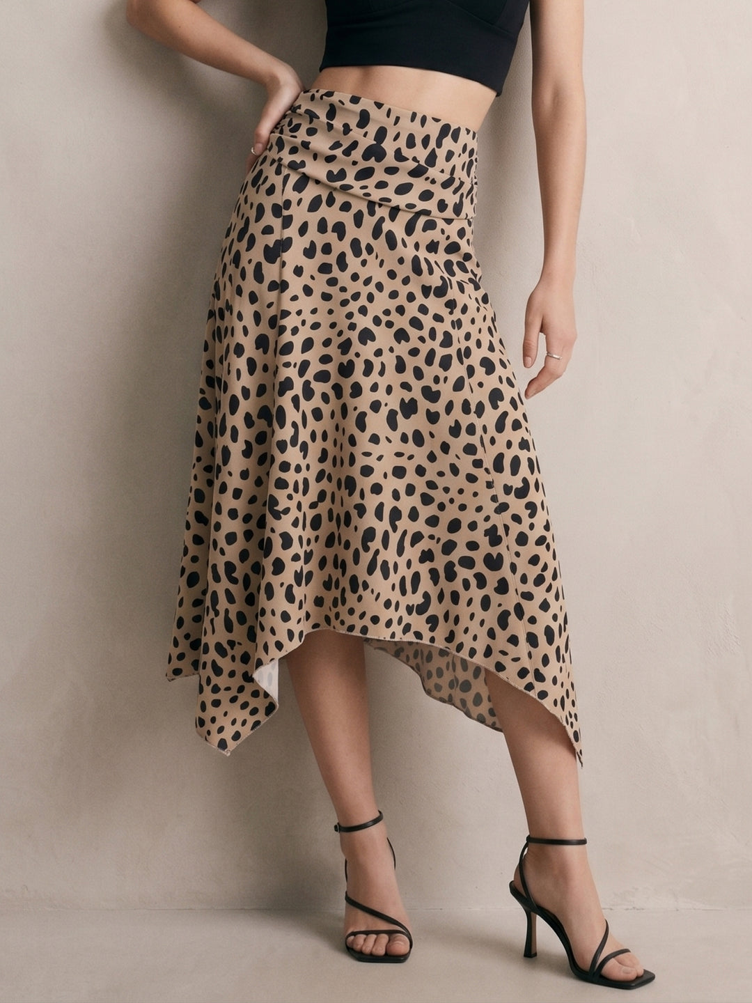 Multi Animal Printed Asymmetric Hem Skirt