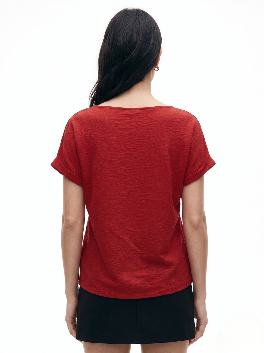 Red Relaxed Blouse With Tie Up Detail