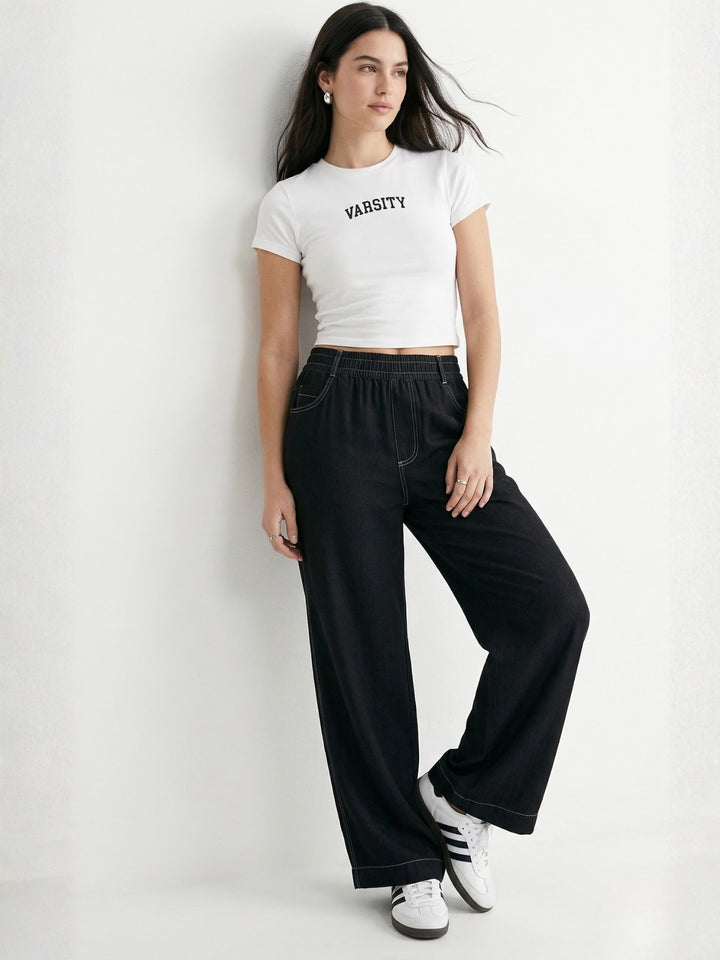 Black High Waist Wide Leg Pant