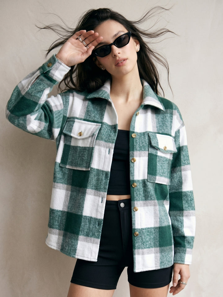 Green Flannel Relaxed Shirt