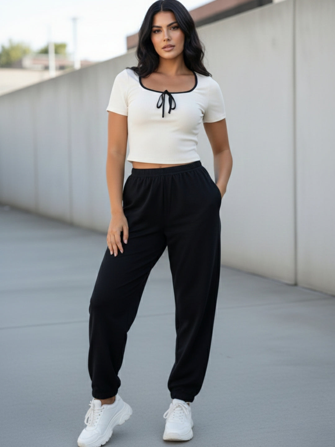 White Short Sleeve Fitted Top