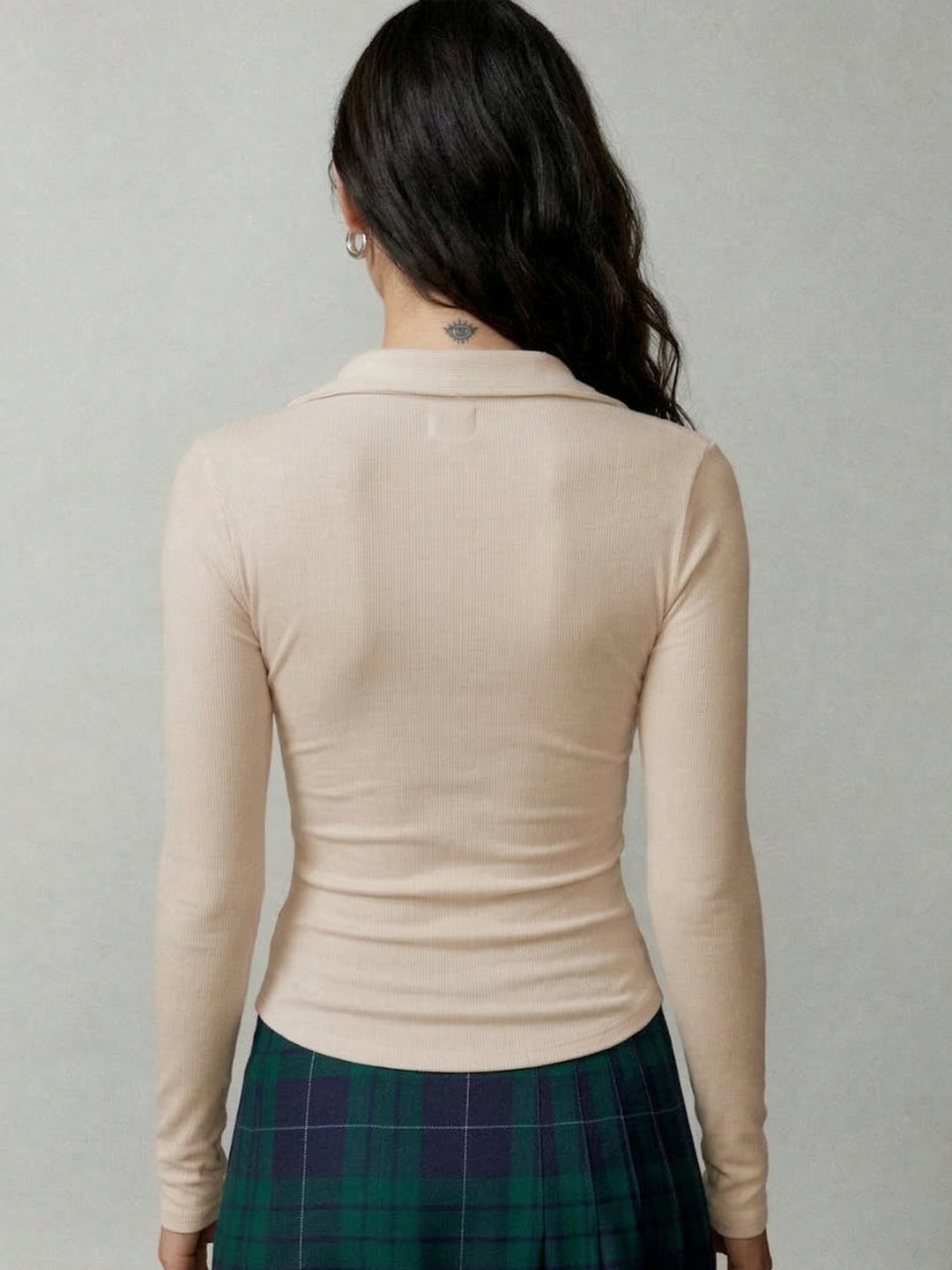 Biege Full Sleeve Side Tie-Up Top