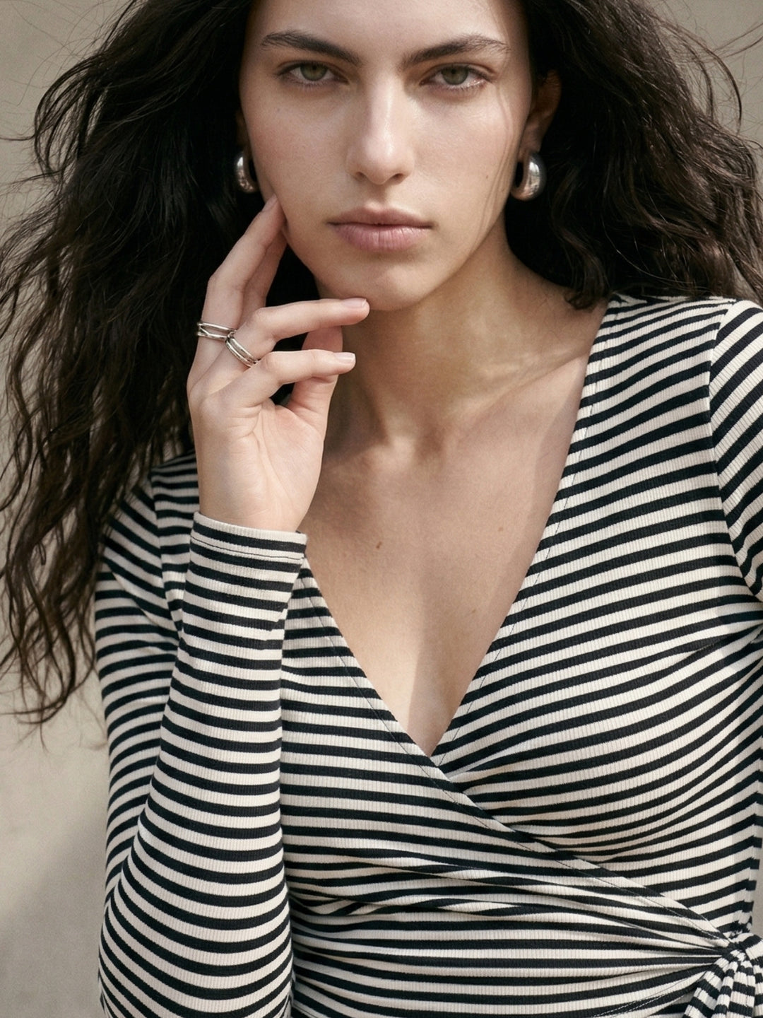 Black Full Sleeve Striped Top