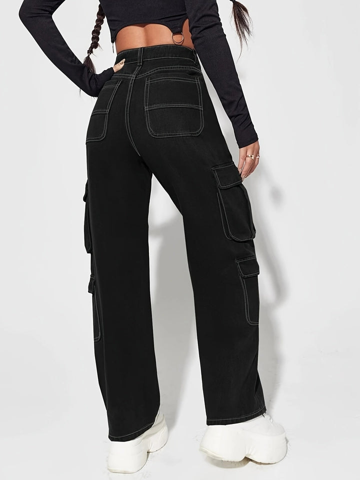Solid Black Cargo Denim