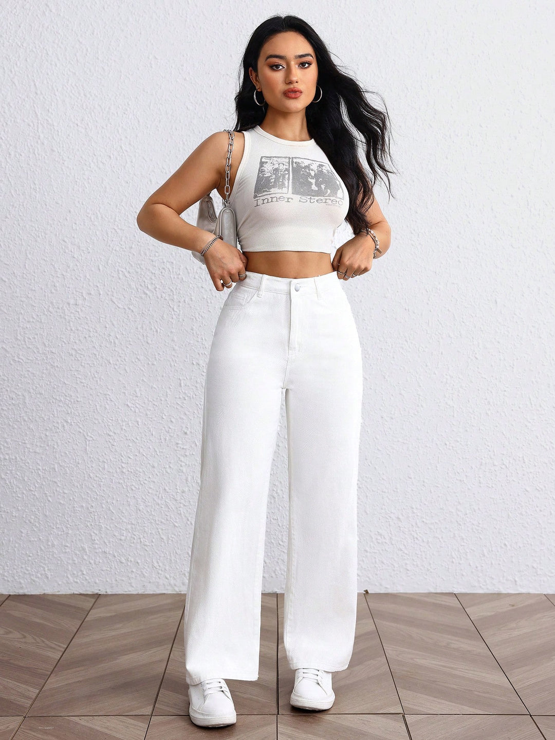 White Clean Washed Wide Leg Jeans