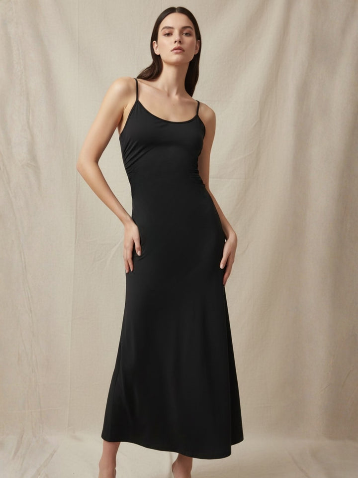 Black Spaghetti Strap Flared Dress