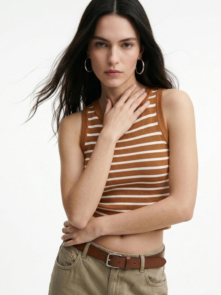 Yellow Sleeveless Striped Tank