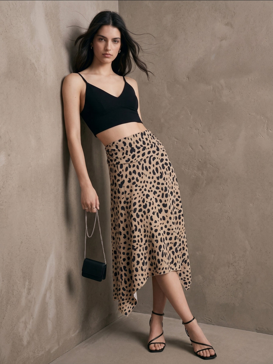 Multi Animal Printed Asymmetric Hem Skirt