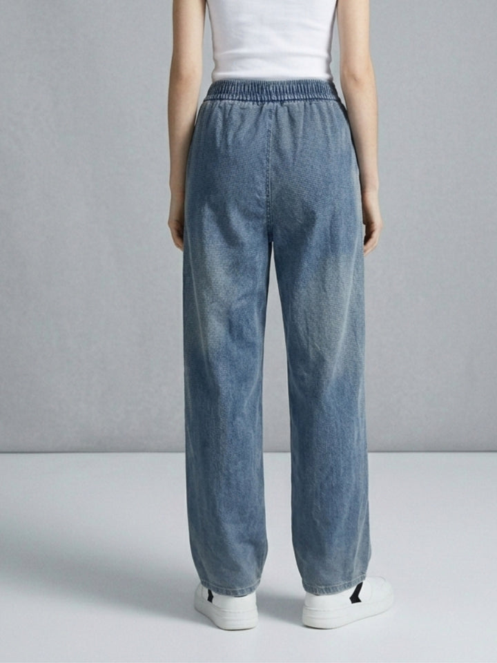 Blue High Waist Pleated Wide Leg Pant