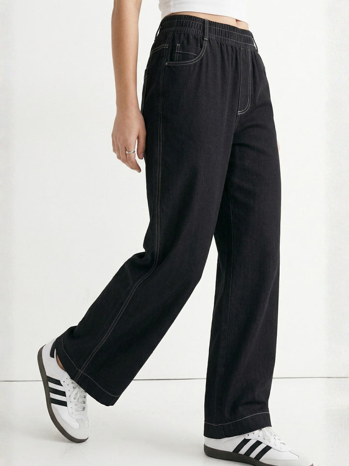 Black High Waist Wide Leg Pant