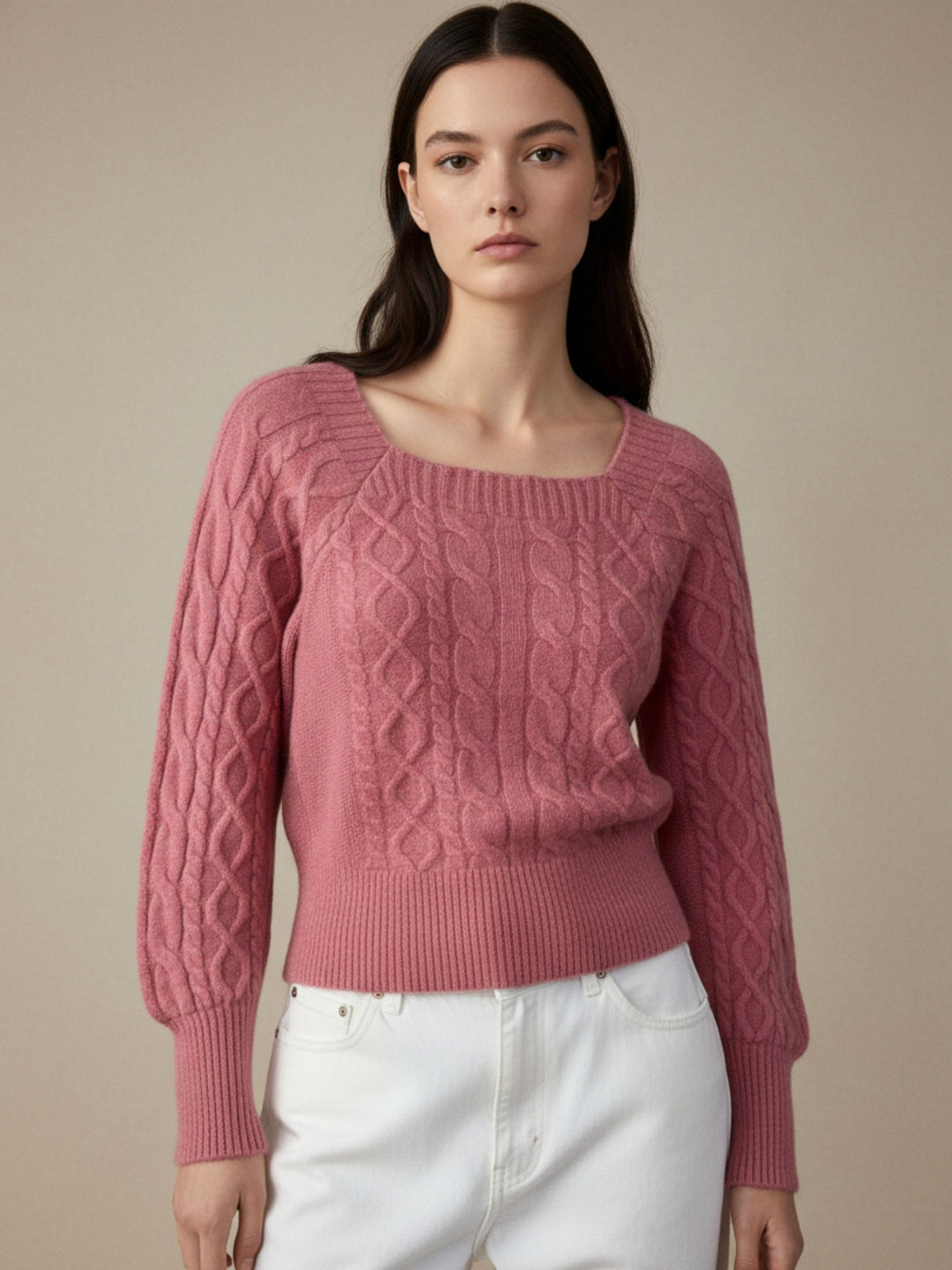 Pink Full Sleeve Round Neck Sweater
