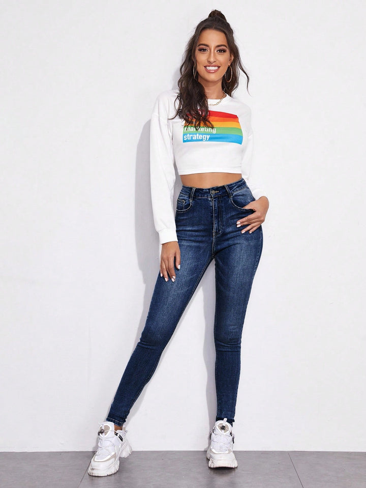 Blue Tinted High Waist Skinny Denim