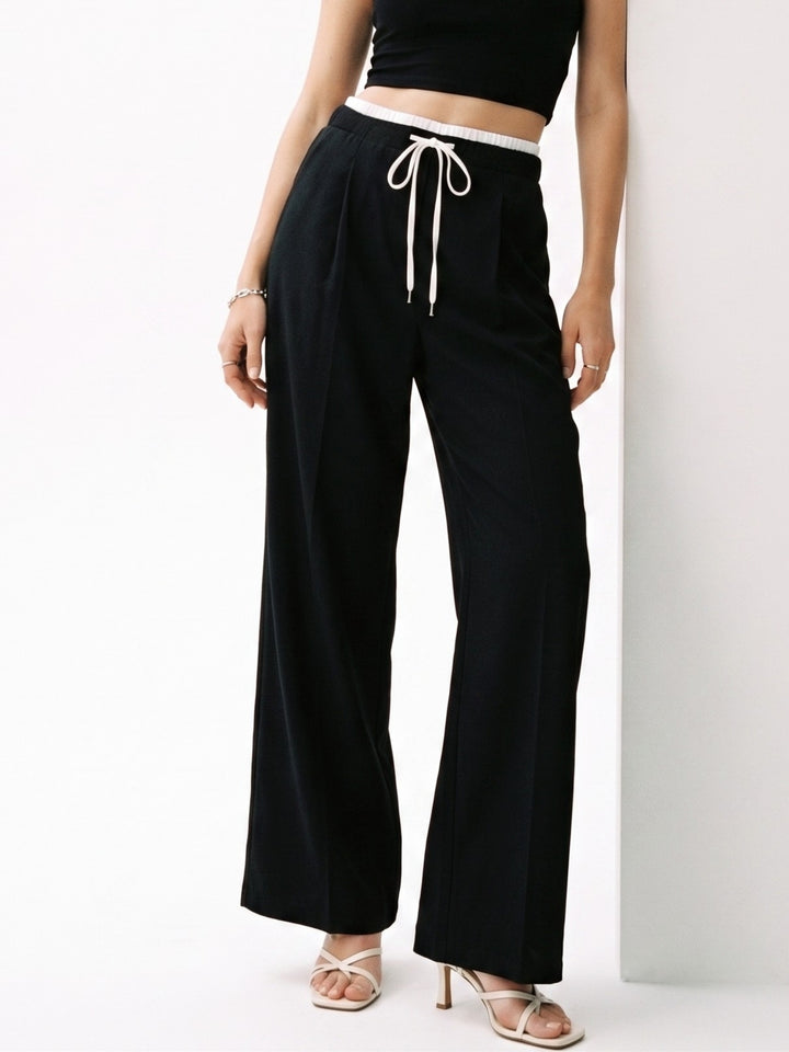 Black Contrast Elasticated Waistband Joggers