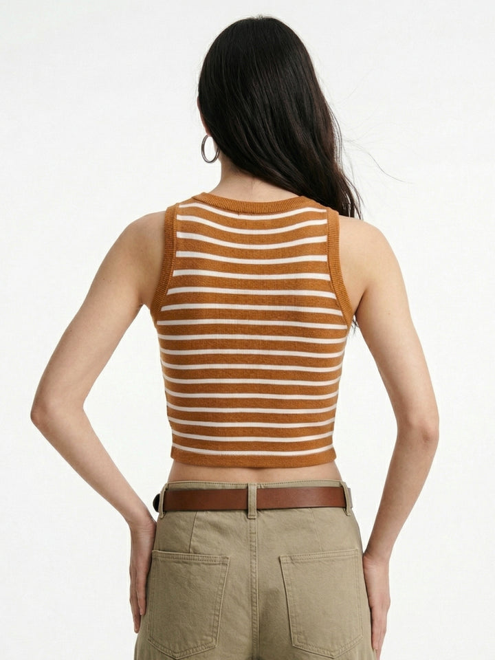Yellow Sleeveless Striped Tank