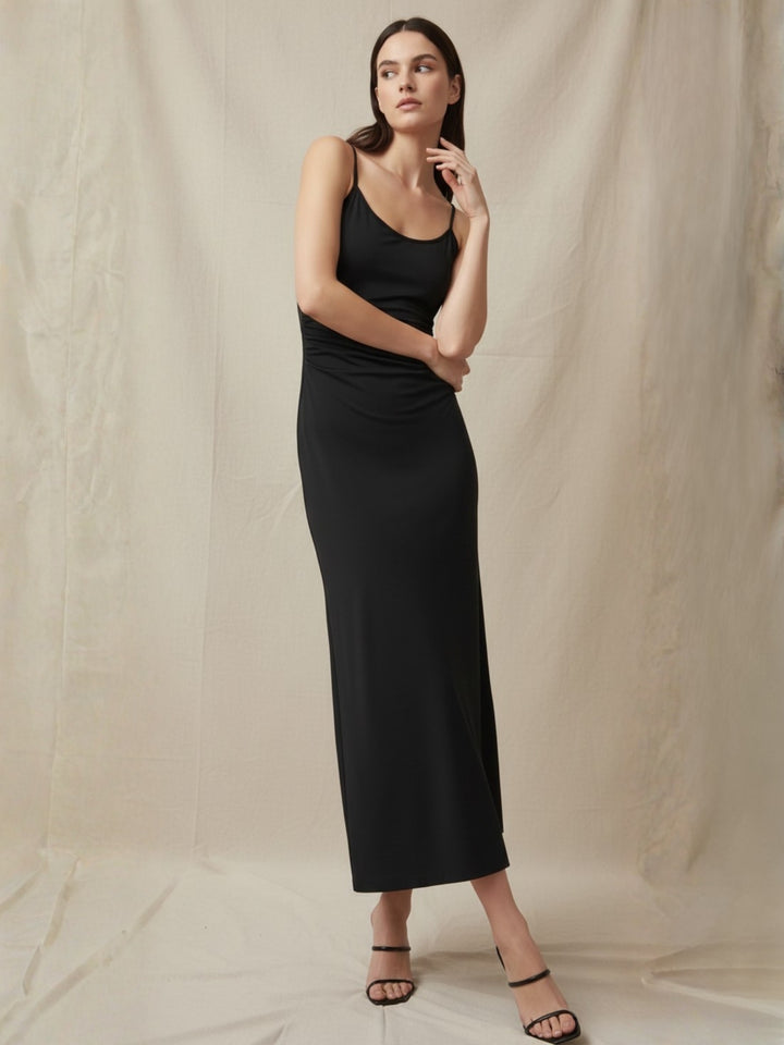 Black Spaghetti Strap Flared Dress