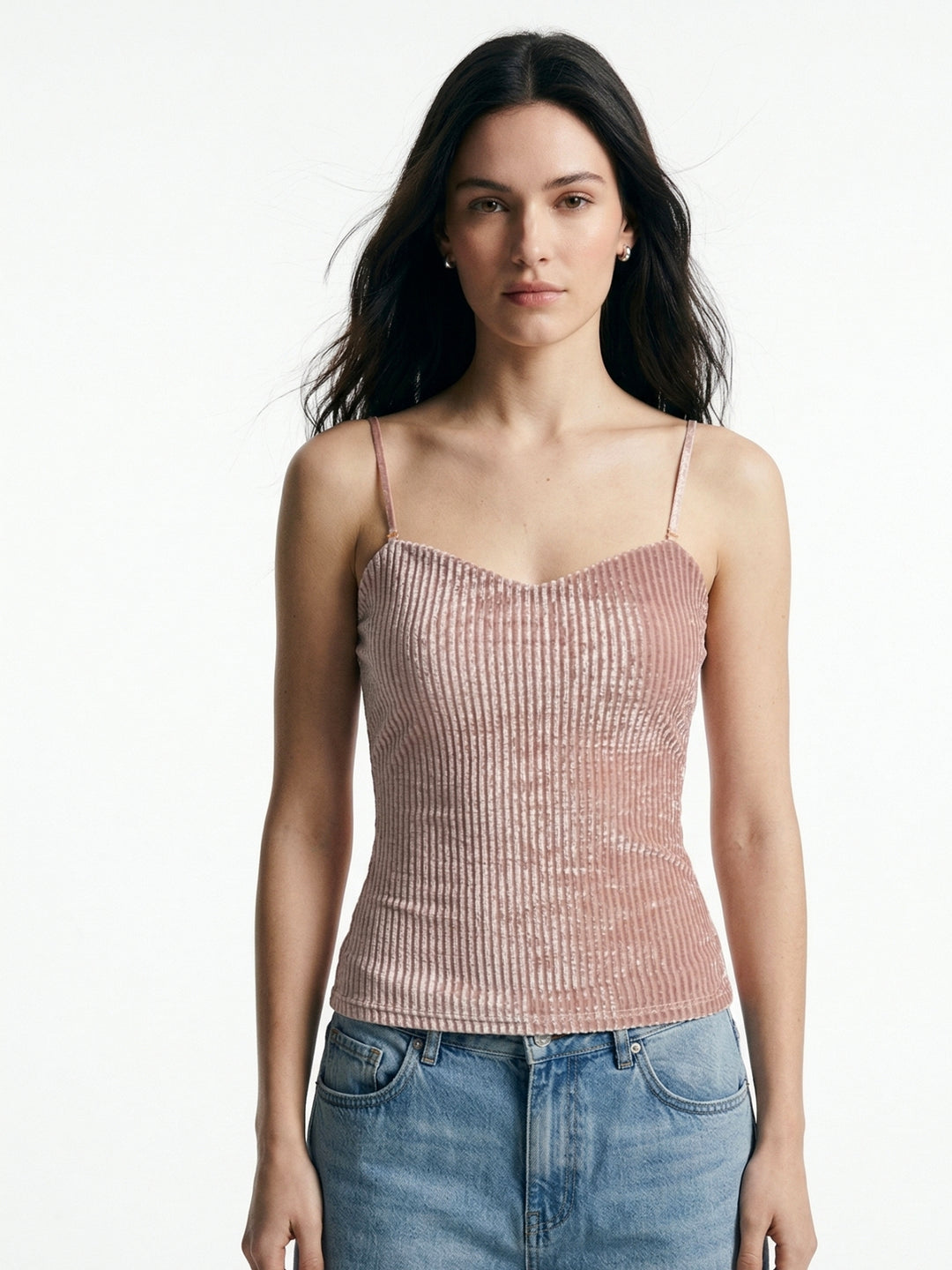 Pink Spaghetti Strap Sequin Top