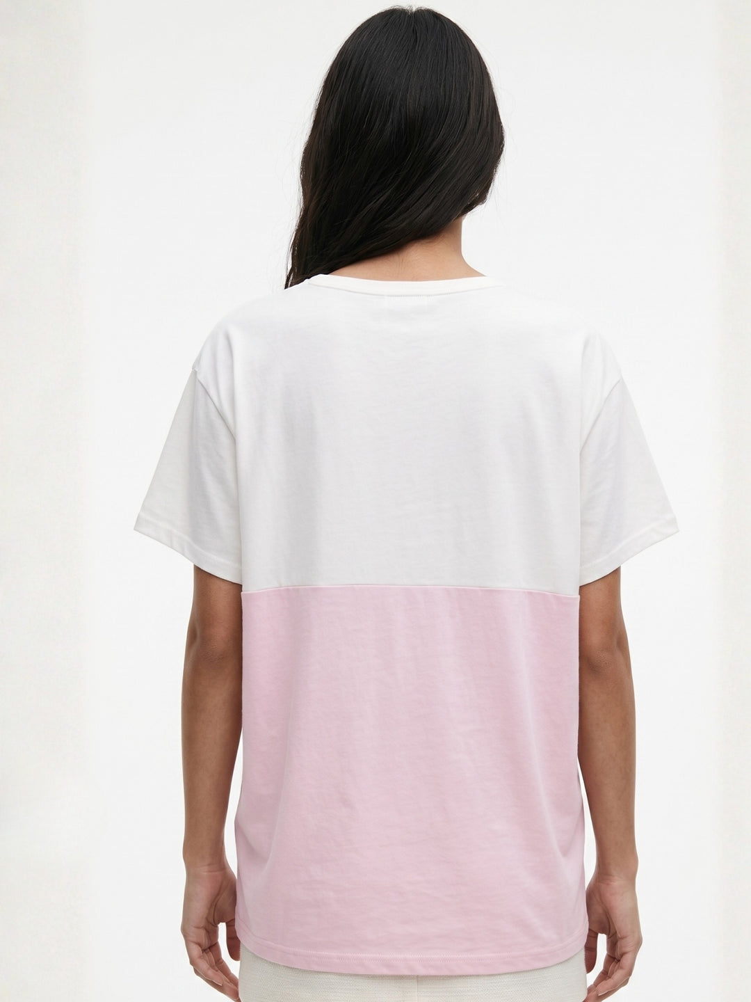 Pink Colour Block Elasticated Hem T-Shirt