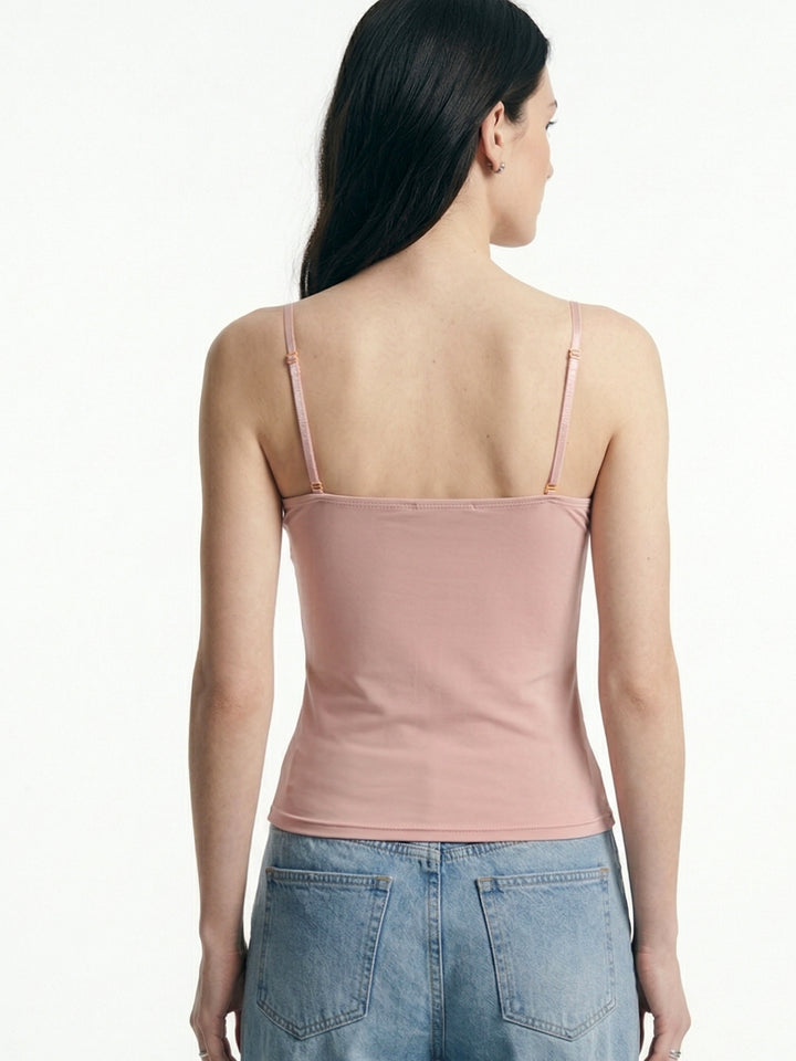 Pink Spaghetti Strap Sequin Top